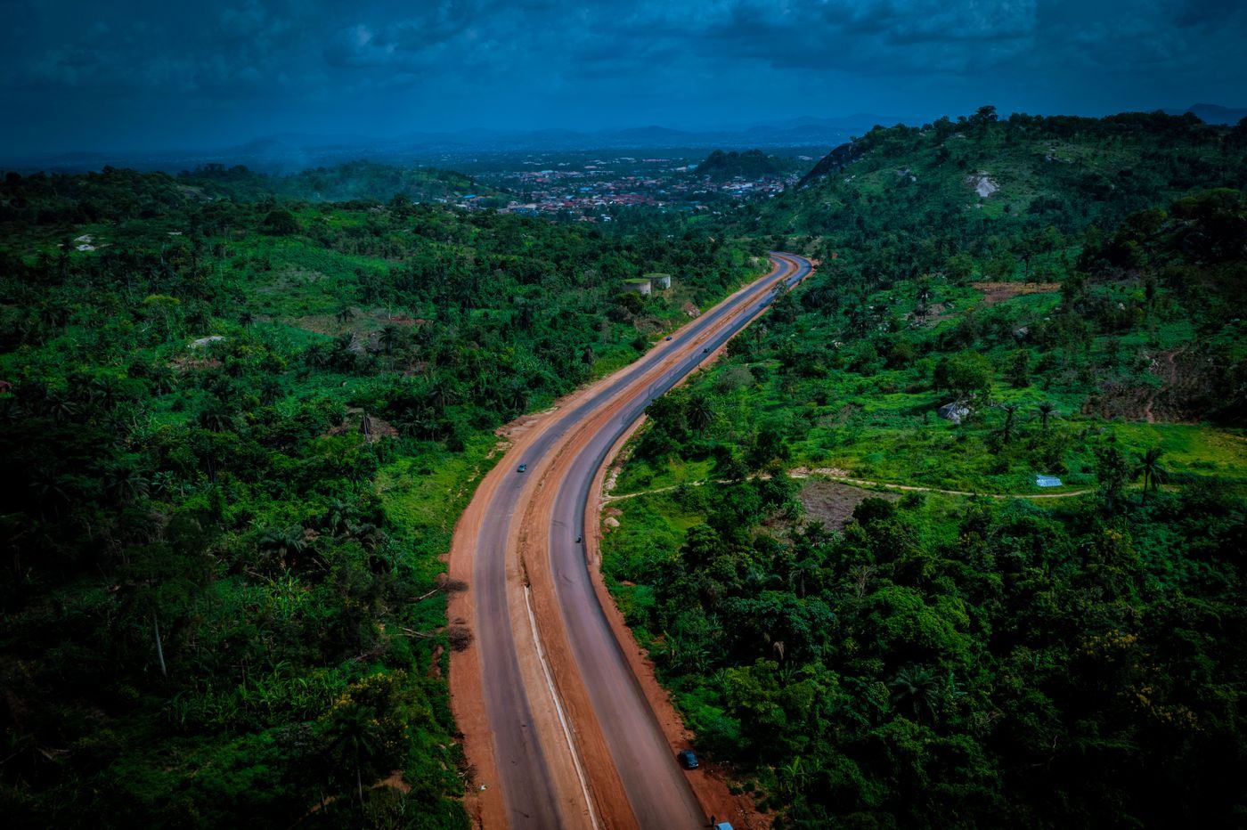 Aerial view of a newly constructed road under the Ekiti State M&E framework