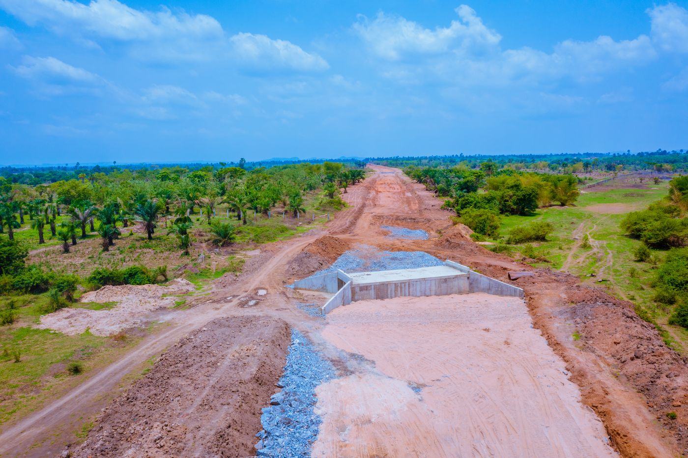 Aerial view of rural road infrastructure in Ekiti State