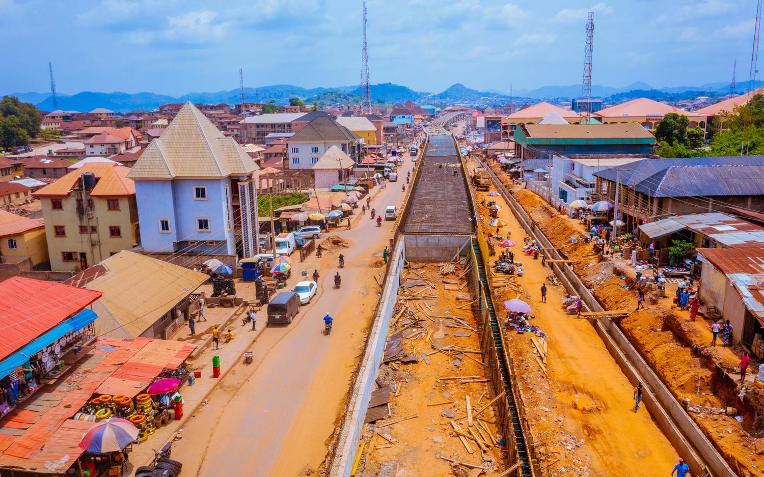 Aerial view of a completed road under the Ekiti State M&E framework